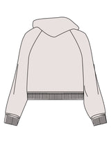 The Womens Crop Hoodie - Bone - Pilates Practice - Center Chest - Printed - Dark Bone