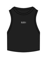 The Ribbed Crop Tank - Black - M4Lagree - "Made 4" - Center Chest - Embroidered - White