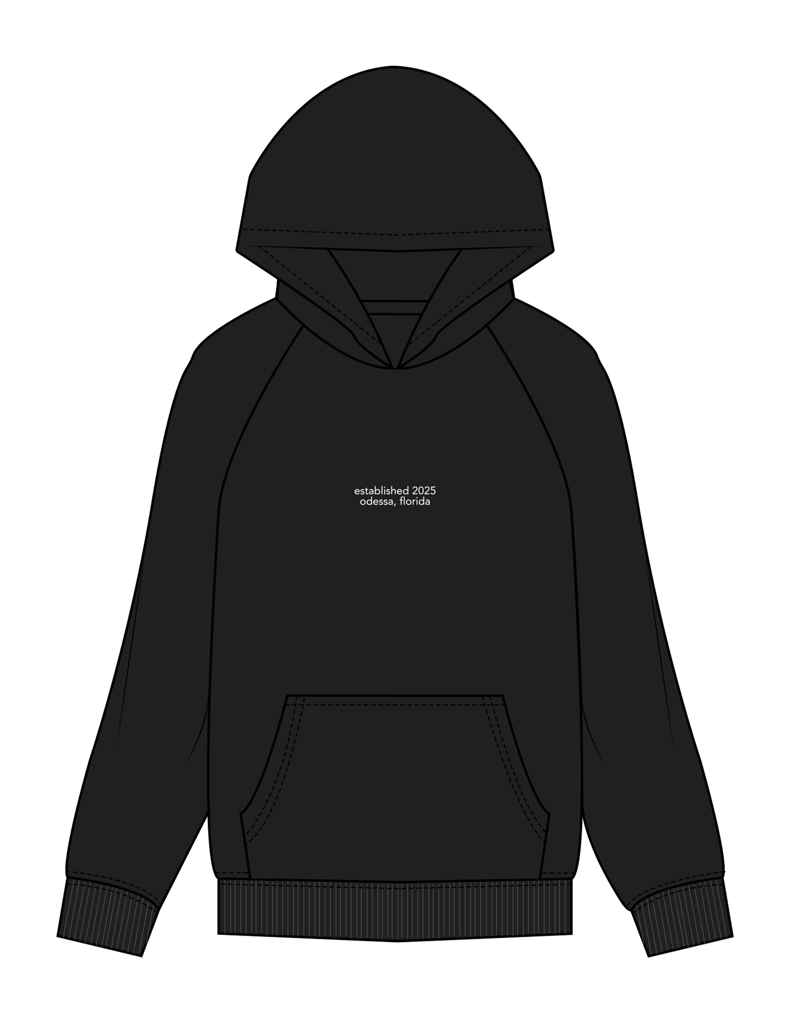 The Womens Hoodie - Black - Bare Pilates - Center Chest Stacked & Back Script - Printed - White