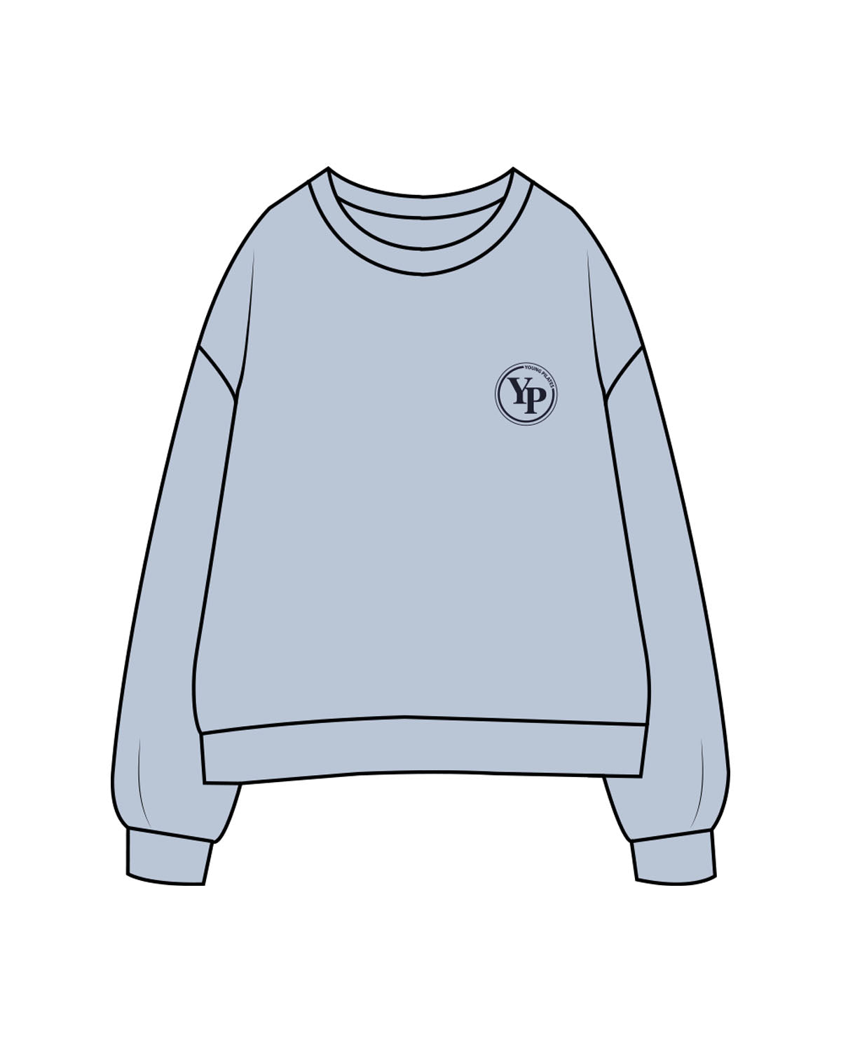 The Womens Crewneck - Powder - YP - Left Chest Round - Embroidered - Dark Blue