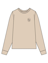 The Mens Heavyweight Long Sleeve - Washed Khaki - Lume Pilates - Left Chest Oval & Back Stacked - Printed - Charcoal