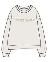 The Womens Crewneck - Bone - Reform Pilates - Center Chest Stacked - Printed - Gold