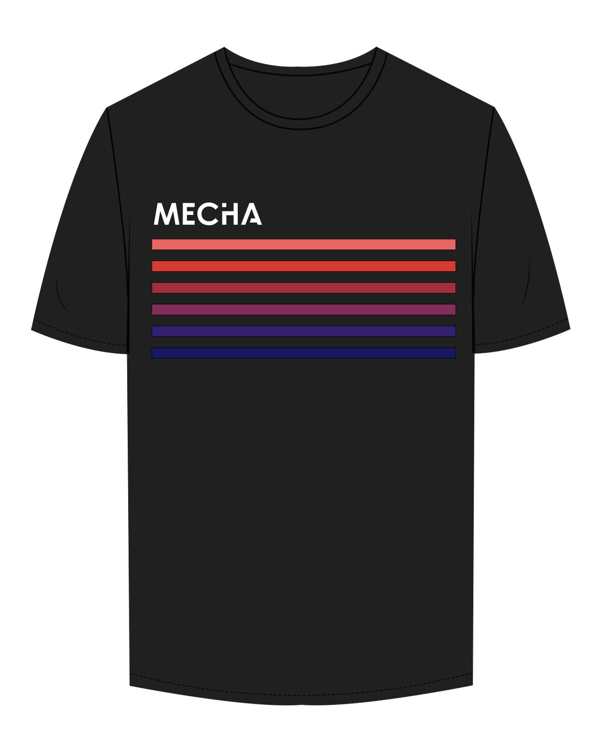 The Mens Tee - Black - MECHA - Right Chest -Text - Center Chest - 6 Lines - Full Color