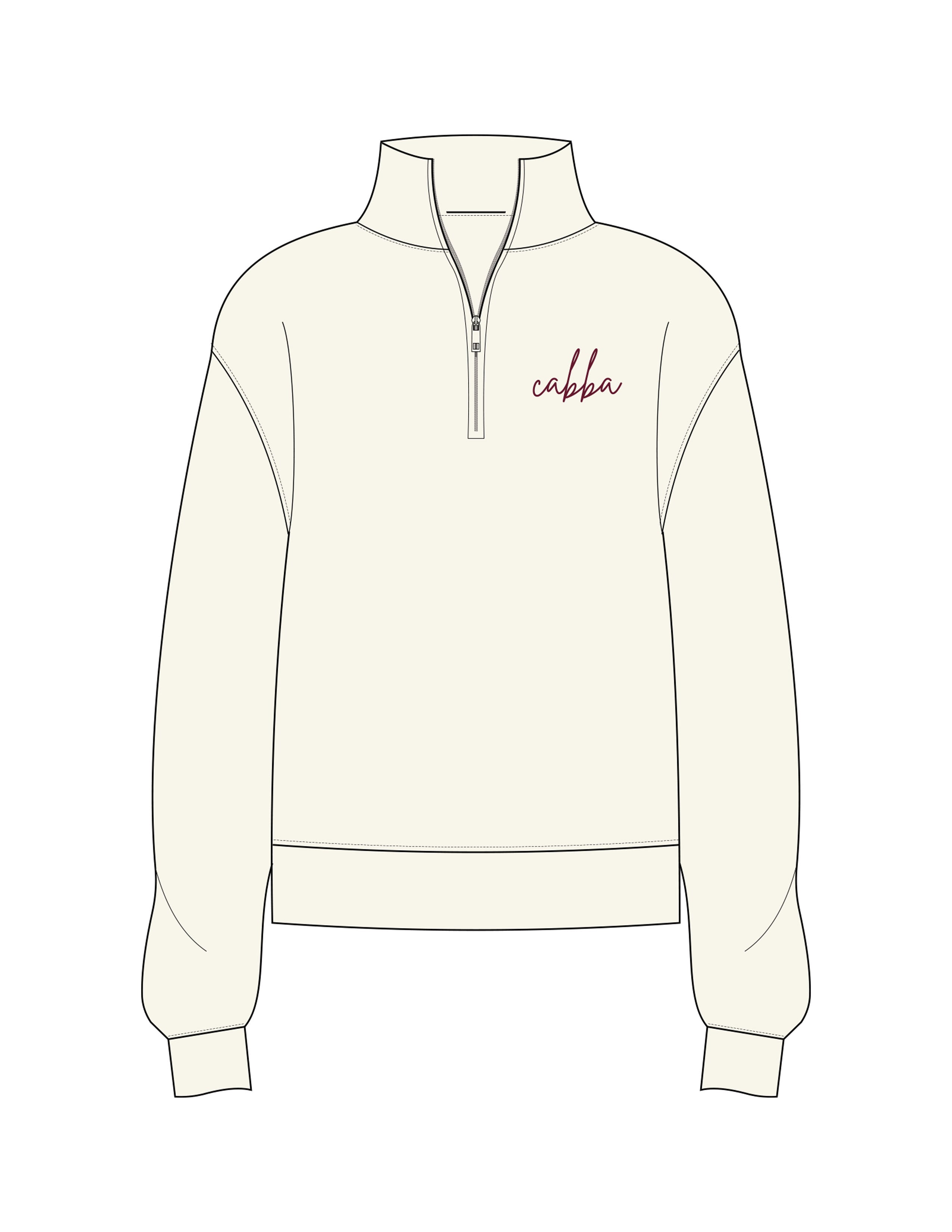 The Womens 1/4 Zip - Off White - The Wild OM - Left Chest "CABBA" - Embroidered - Maroon