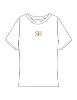 The Baby Tee - White - Seventh House - Center Chest - Embroidered - Brown