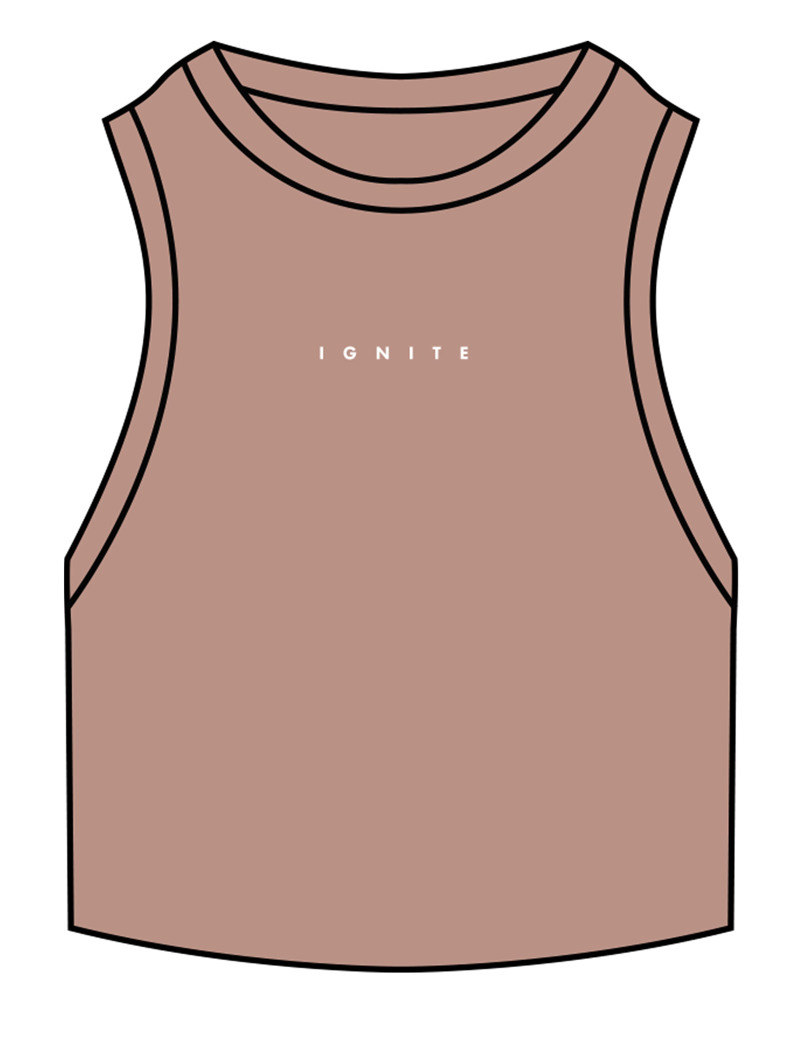 The Ribbed Crop Tank - Clay - Ignite Barre & Fitness - Center Chest - EMB - White