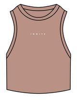 The Ribbed Crop Tank - Clay - Ignite Barre & Fitness - Center Chest - EMB - White
