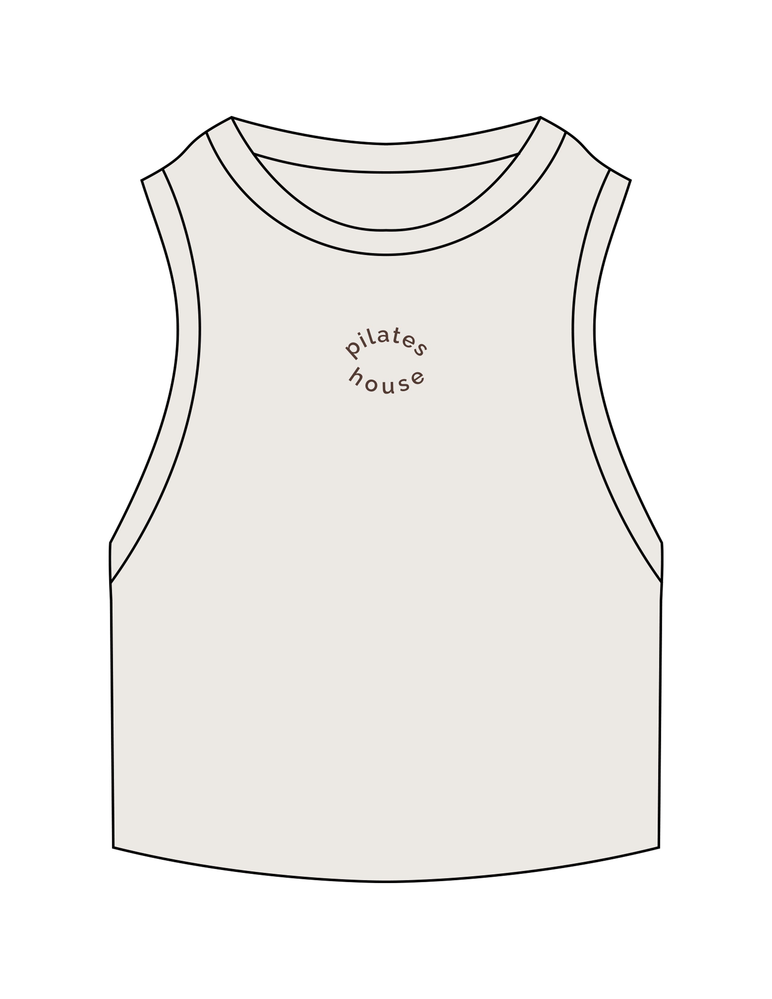 The Ribbed Crop Tank - Bone - PHS - Center Chest - Embroidered - Brown
