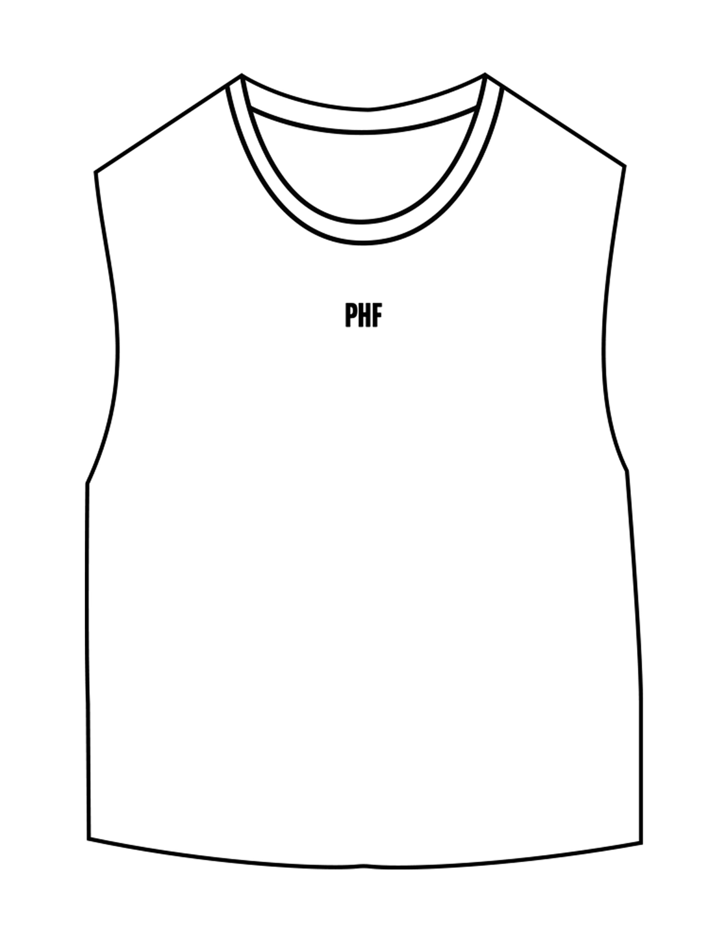 The Micro Rib Basic Crop Tank - White - Powerhouse Fitness - Center Chest & Center Back - Printed - Black