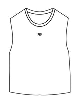 The Micro Rib Basic Crop Tank - White - Powerhouse Fitness - Center Chest & Center Back - Printed - Black