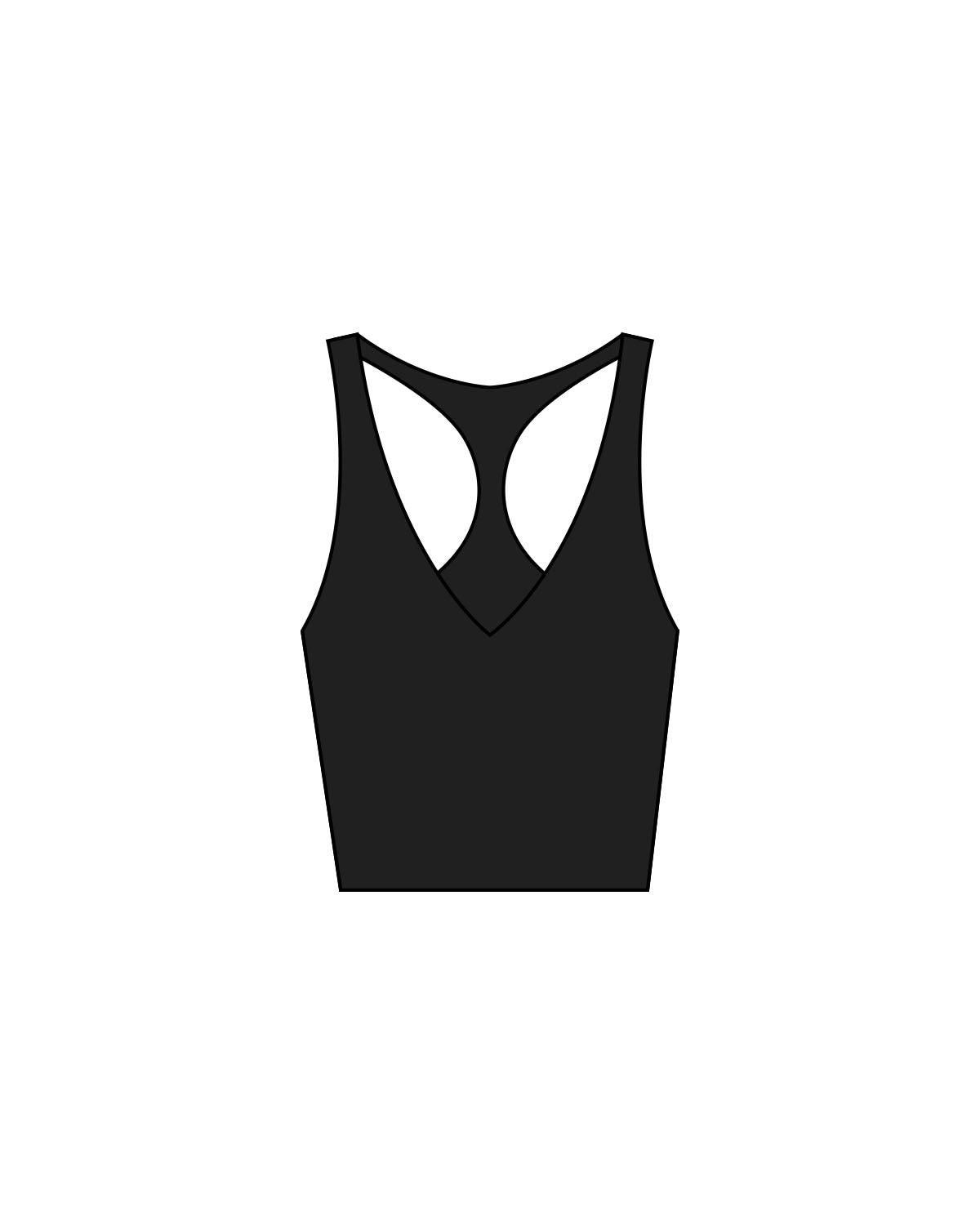 The Racer Tank - Black - Sculpt Atelier - Center Back Stacked - Printed - White
