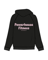 The Recycled Unisex Zip Hoodie - Black - Powerhouse Fitness - Left Chest, Right Sleeve & Center Back Stacked - Printed - Pink