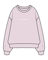 The Womens Crewneck - Orchid - Higher Ground - Center Chest & Back Stacked - White