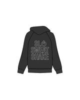 The Mens Hoodie - Washed Black - Powerhouse Fitness - Center Chest & Back Stacked - Printed - White