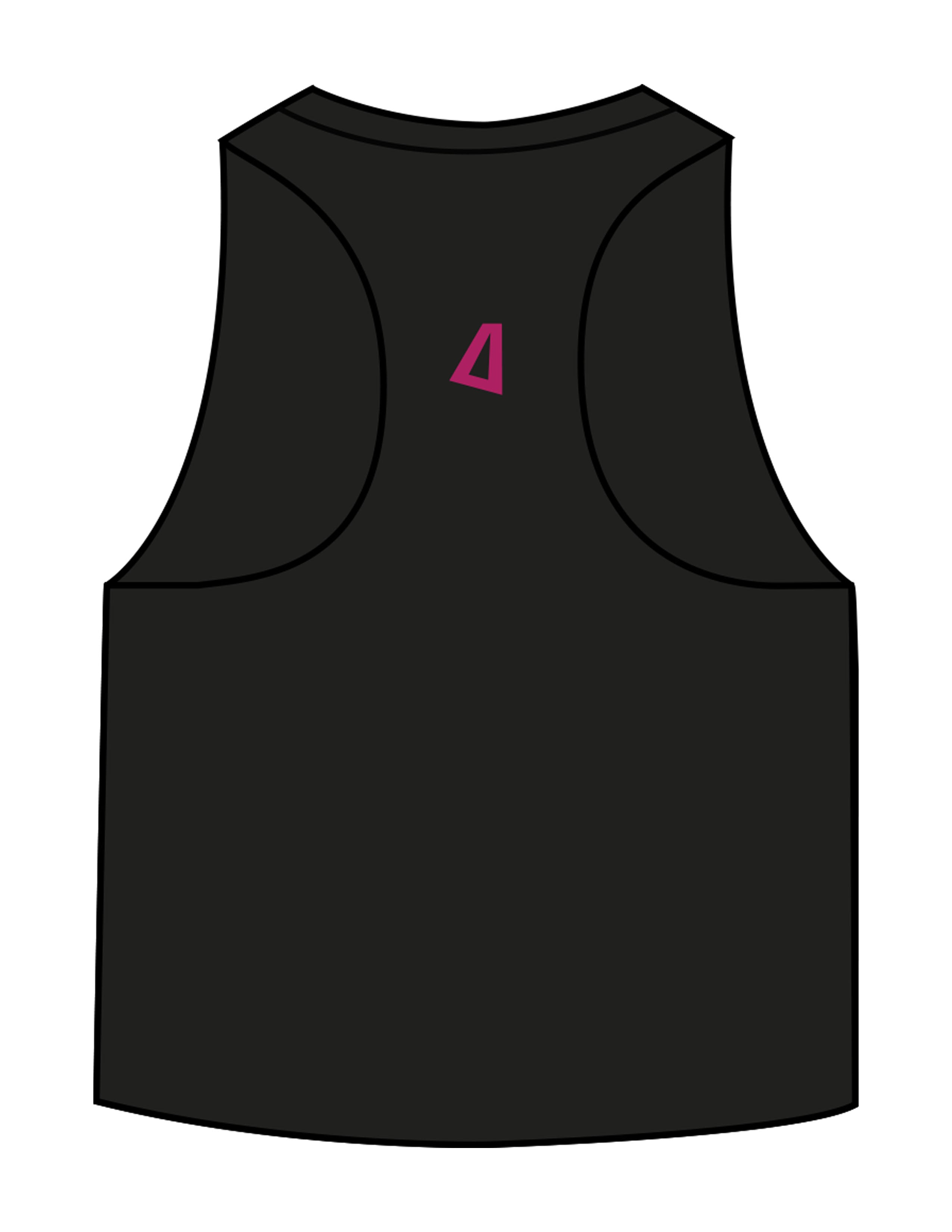The Crop Muscle Racerback - Black - Delta Fitness - Chest Stacked "DELTA" & Back Icon - Printed - Full Color