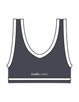The Piped Bra - Petrol Blue - Peach F.L - Center Back - Printed - White