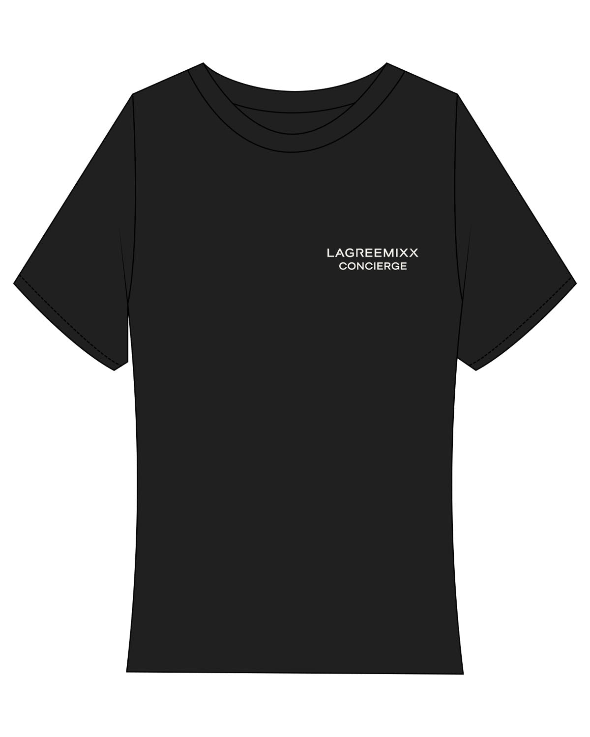 The Baby Tee - Black - LagreeMixx - Left Chest Stacked & Center Back "CONCIERGE" - Printed - Bone