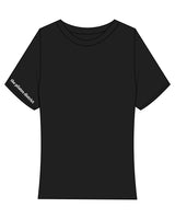 The Baby Tee - Black - THE PILATES DISTRICT - Right Sleeve - Printed - White