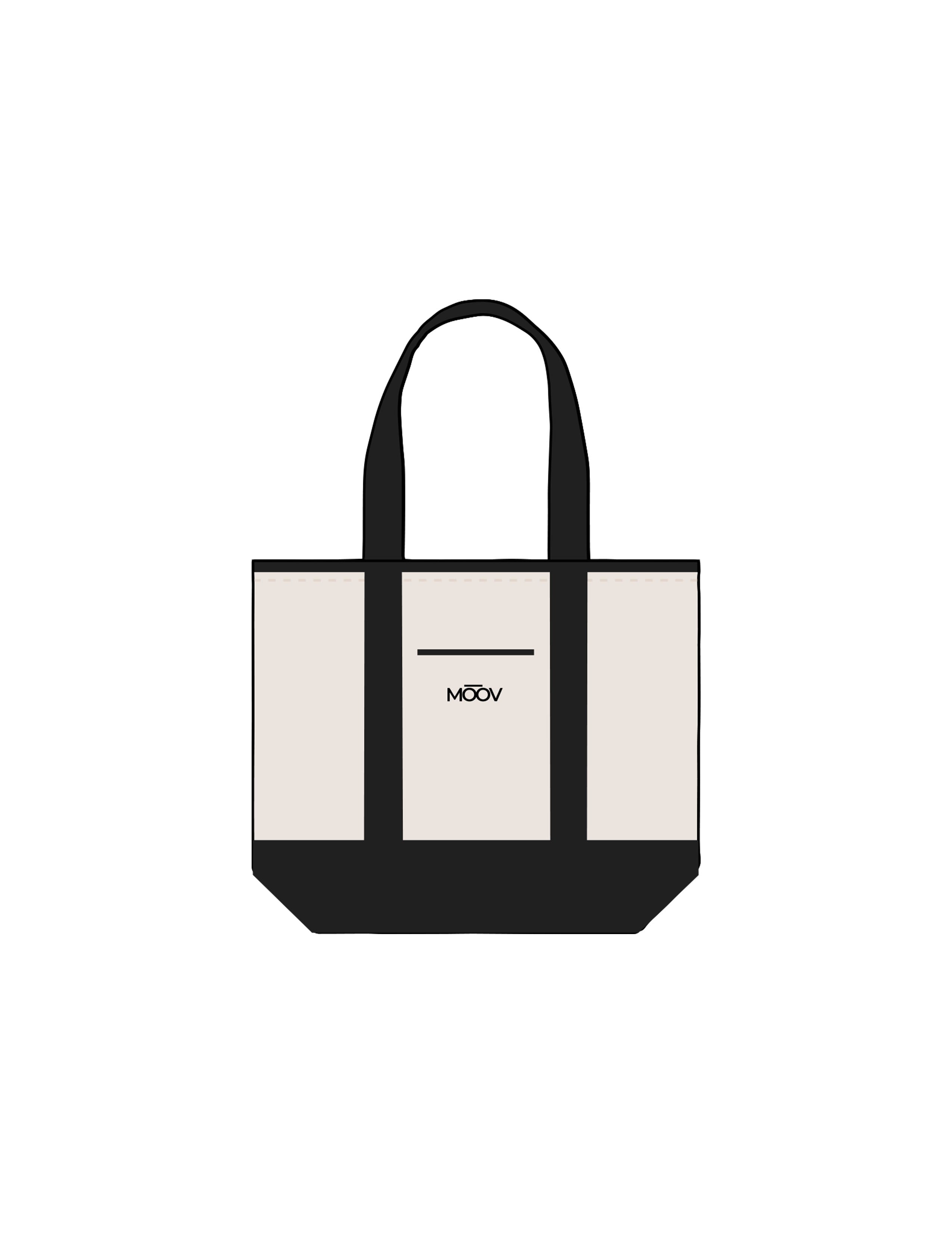 The Contrast Tote Bag - Natural / Black - Moov Seattle - Center Body - Printed - Tone on Tone