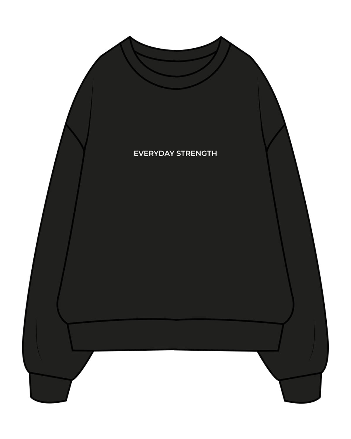 The Mens Crewneck - Black - C Wickson - Center Chest & Center Back Stacked - Printed - White