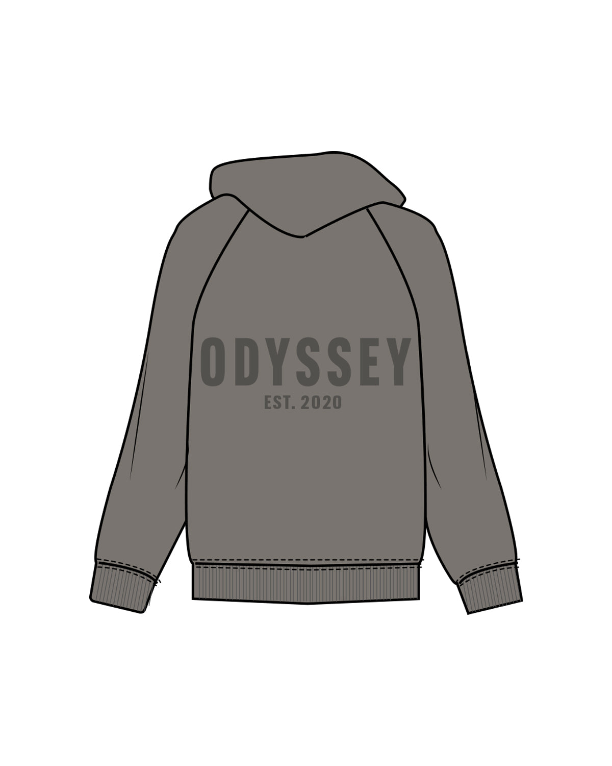 The Mens Hoodie - Washed Gray - Odyssey Performance - Left Chest & Back Stacked - Tone on Tone