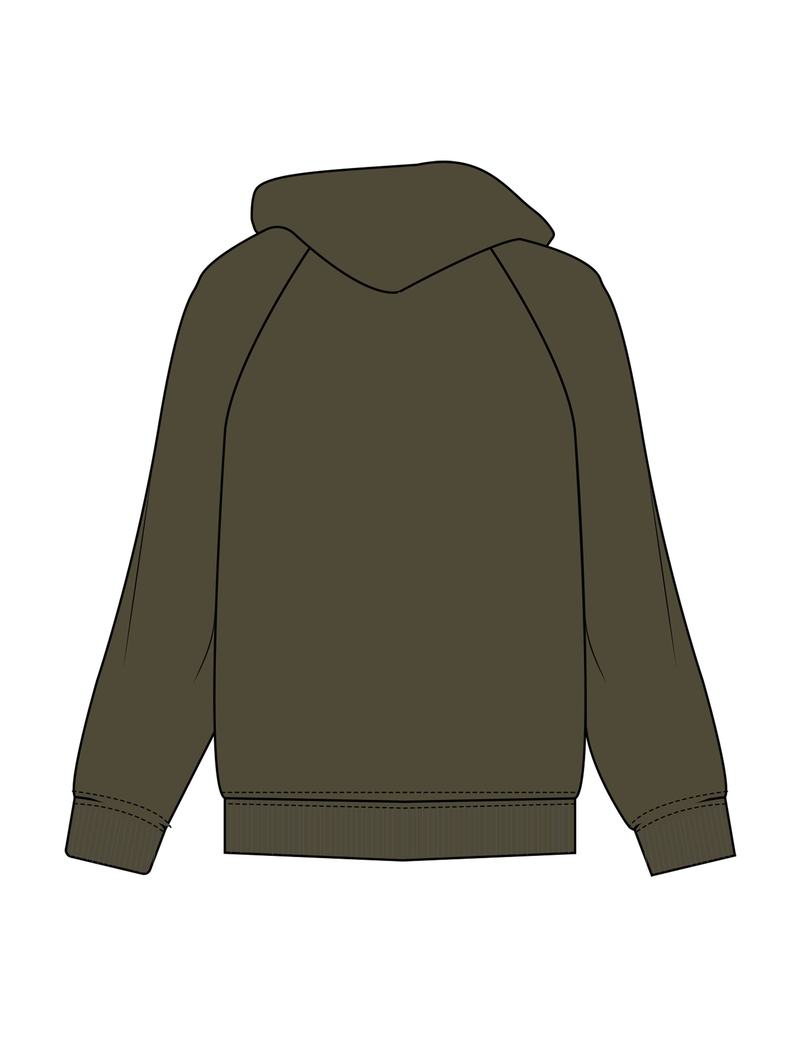 The Mens Classic Hoodie - Army - Lucky Penny - Upper Front Pocket - Embroidered - Off White