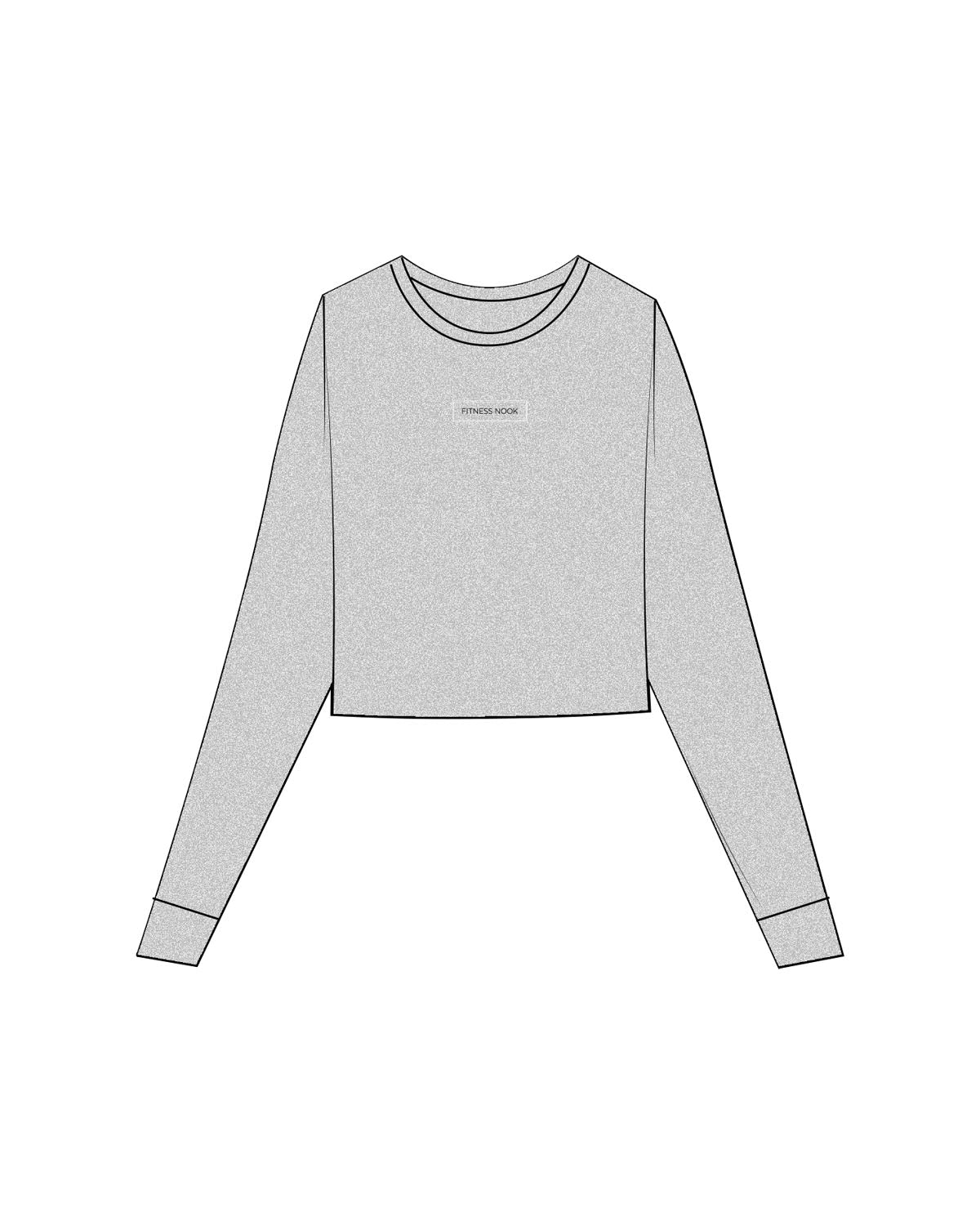The Micro Rib Crop Long Sleeve - Heather - Fitness Nook - Center Chest - Printed - Full Color