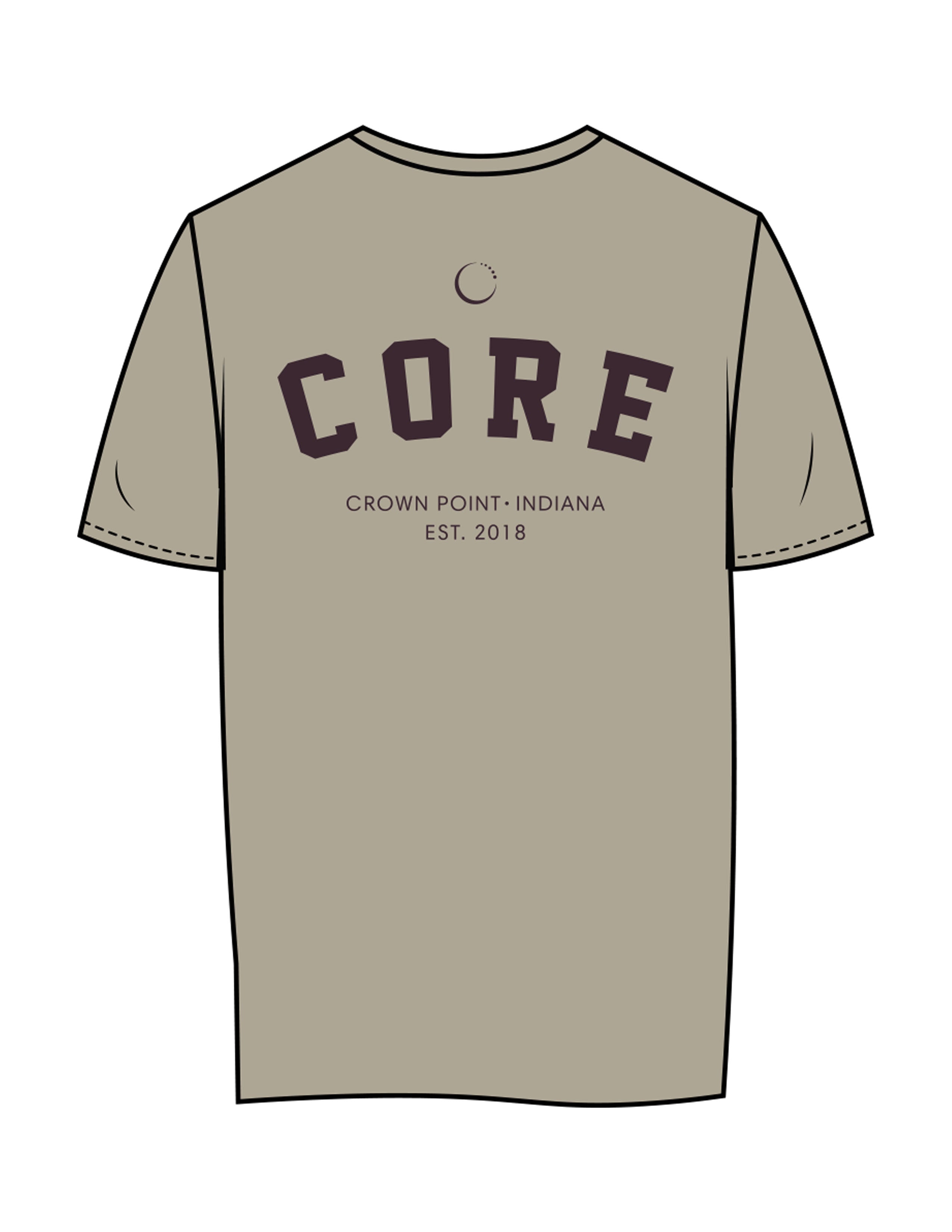 The Womens Tee - Mushroom - Core Crown Point - Center Chest & Back Stacked - Printed - Plum