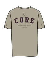 The Womens Tee - Mushroom - Core Crown Point - Center Chest & Back Stacked - Printed - Plum