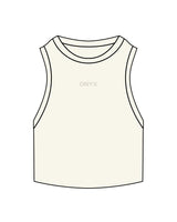 The Ribbed Crop Tank - Off White - Onyx Fit - Center Chest - Embroidered - Tone on Tone