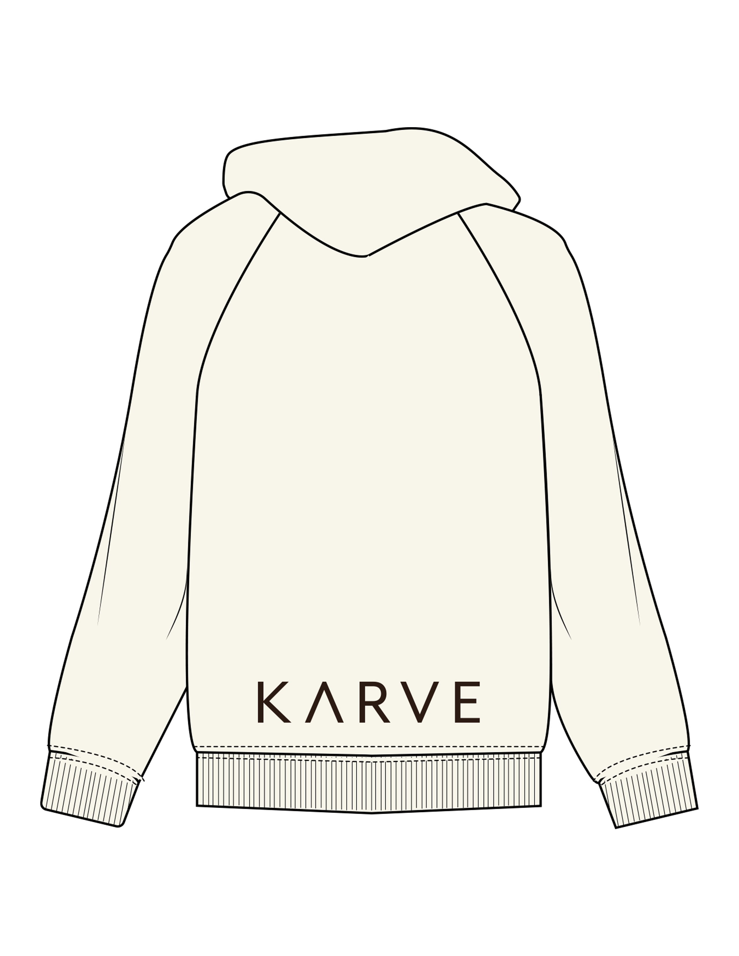 The Mens Classic Hoodie - Off White - Karve - Right Chest & Back Bottom - Printed - Brown