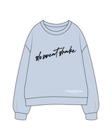 The Womens Crewneck - Powder - Powerhouse Fitness - Center Chest - Puff - Printed - Black -Bottom Left Stacked - Printed - White