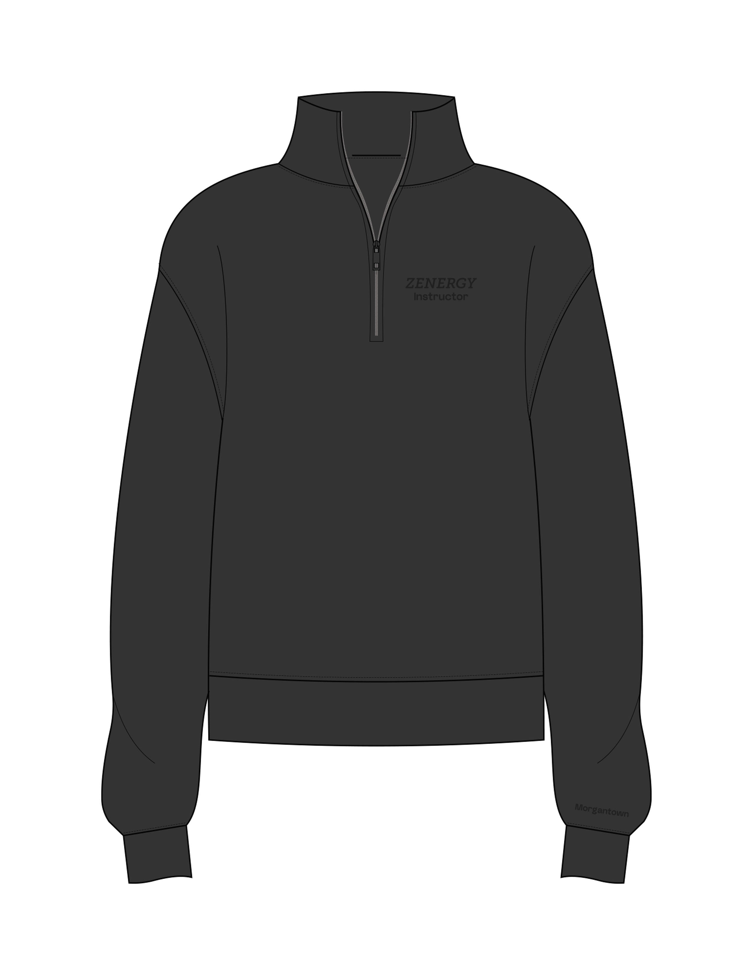 The Womens 1/4 Zip - Washed Black - ZENERGY CYCLING - Left Chest Stacked & Left Wrist "MORGANTOWN" - Embroidered - Tone on Tone