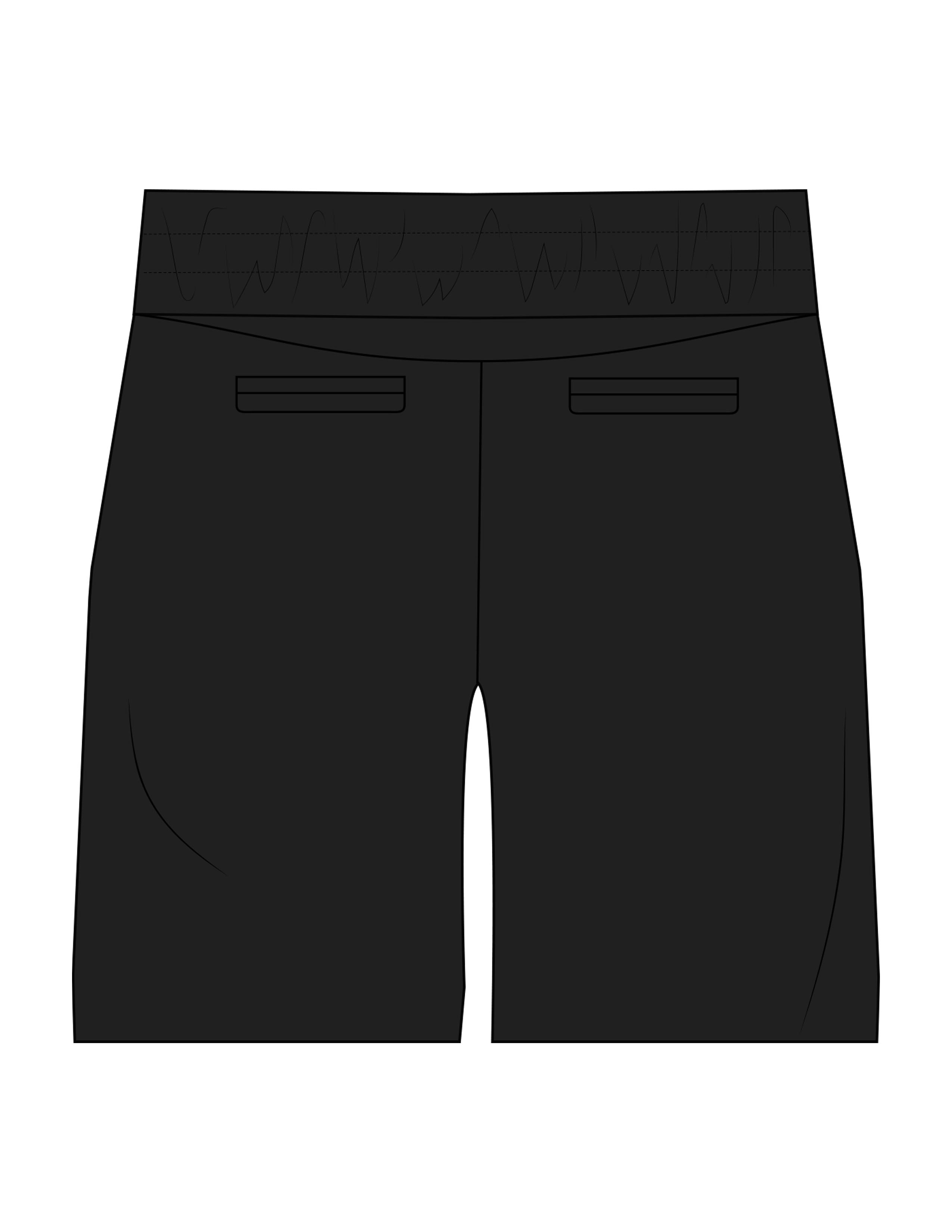 The Mens Beach Short - Black - HiLo - Left Bottom Leg Stacked - Printed - White