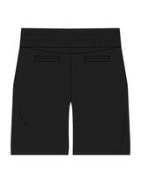 The Mens Beach Short - Black - HiLo - Left Bottom Leg Stacked - Printed - White
