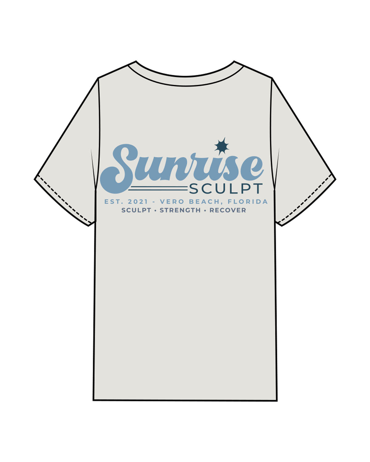 The Womens Heavyweight Tee - Washed Bone - Sunrise Sculpt - Left Chest & Back Stacked - Printed - Full Color