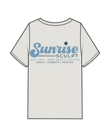 The Womens Heavyweight Tee - Washed Bone - Sunrise Sculpt - Left Chest & Back Stacked - Printed - Full Color