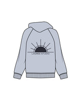 The Womens Hoodie - Powder - Rise Lagree - Center Chest  & Back Logo - Navy