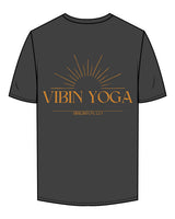 The Mens Tee - Charcoal - VIBIN YOGA - Left Chest & Back Center - Printed - Gold