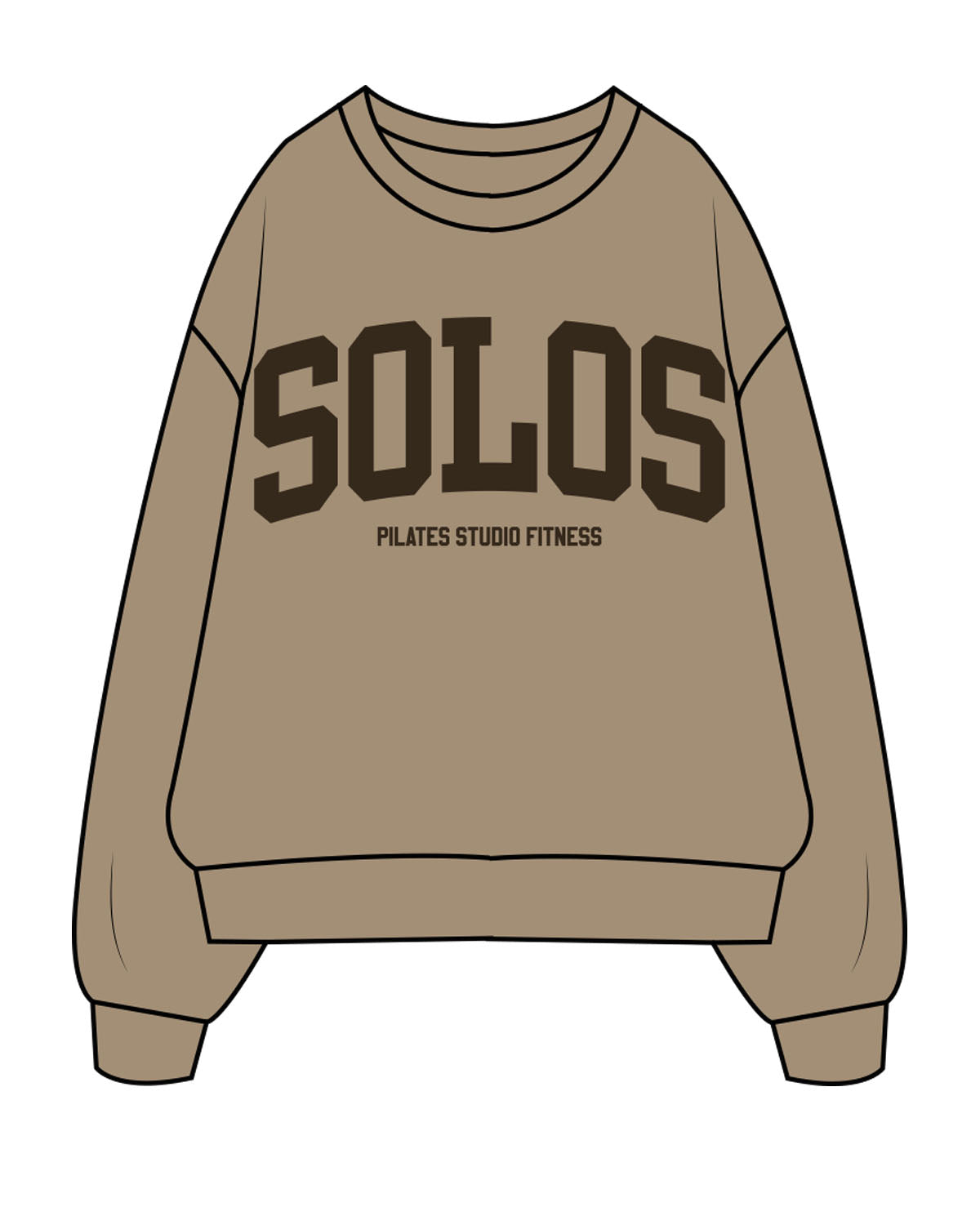 The Mens Crewneck - Sand - Solos Pilates- Chest Stacked - Dark Brown