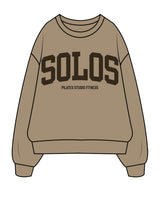 The Mens Crewneck - Sand - Solos Pilates- Chest Stacked - Dark Brown