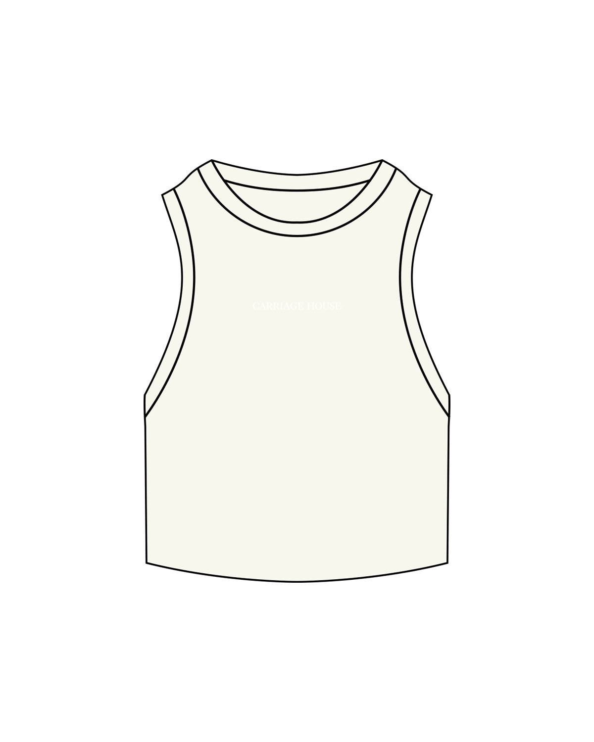 The Ribbed Crop Tank - Off White - Carriage House - Center Chest - Embroidered - White
