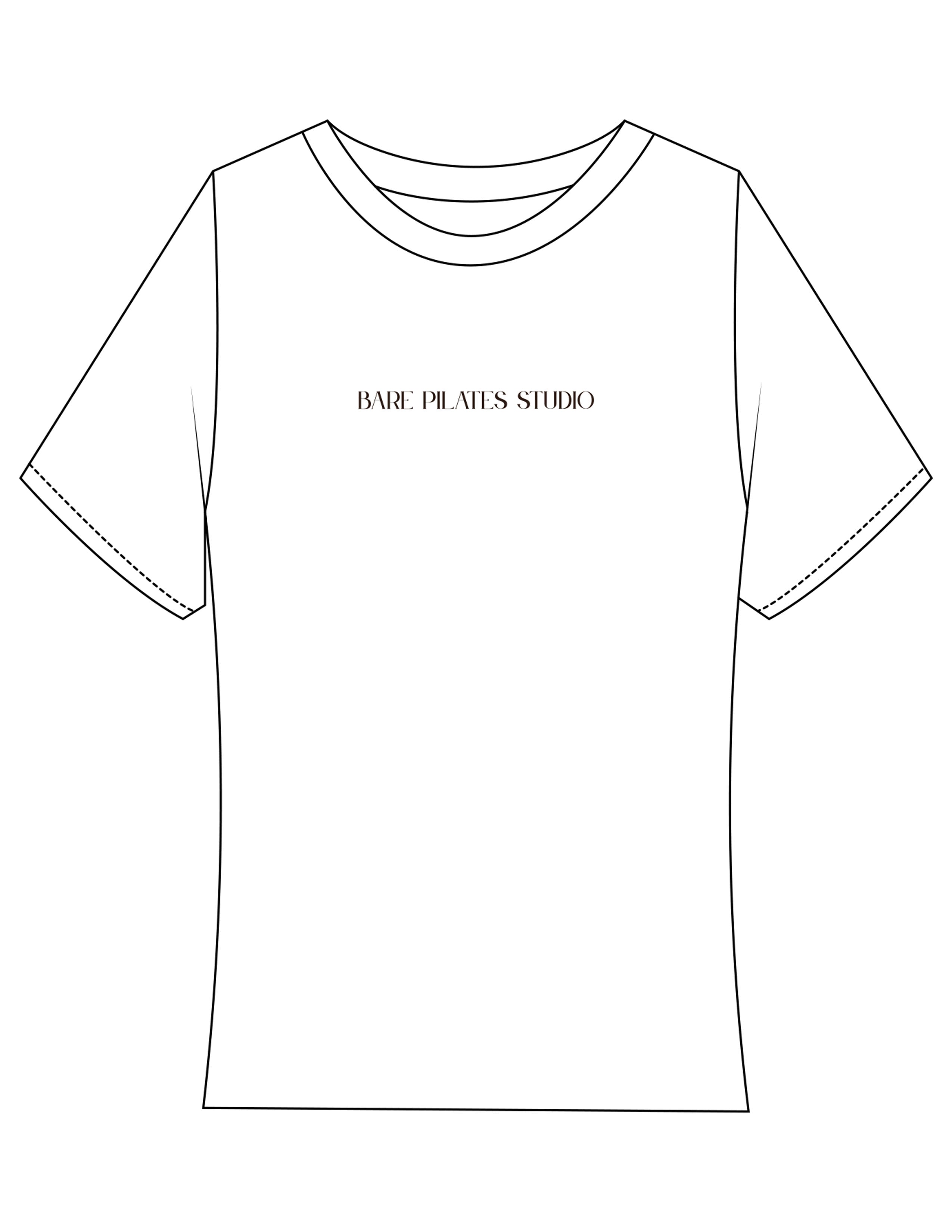 The Baby Tee - White - Bare Pilates - Center Chest - Printed - Brown