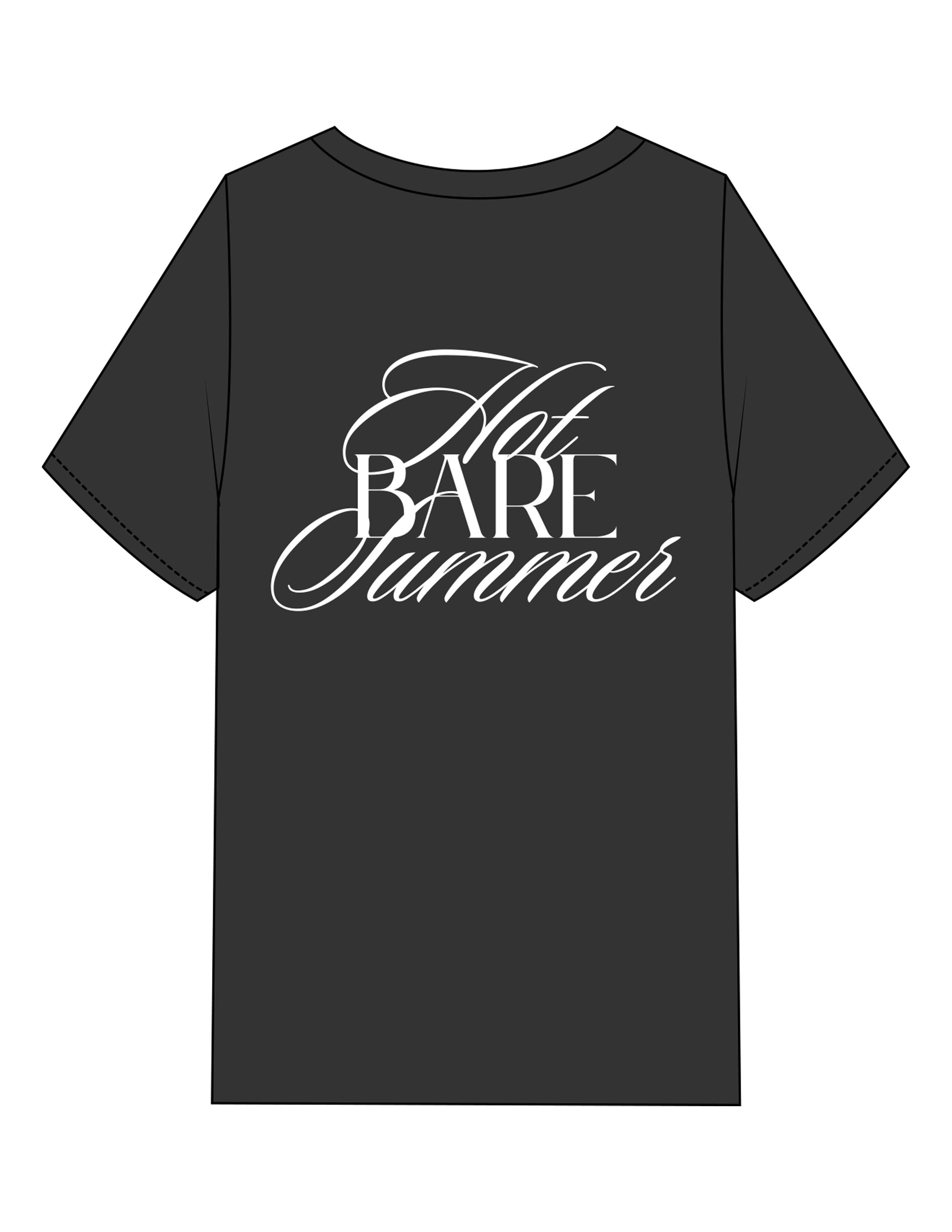 The Womens Heavyweight Tee - Washed Black - Bare Pilates - Left Chest & Back Stacked - Printed - White