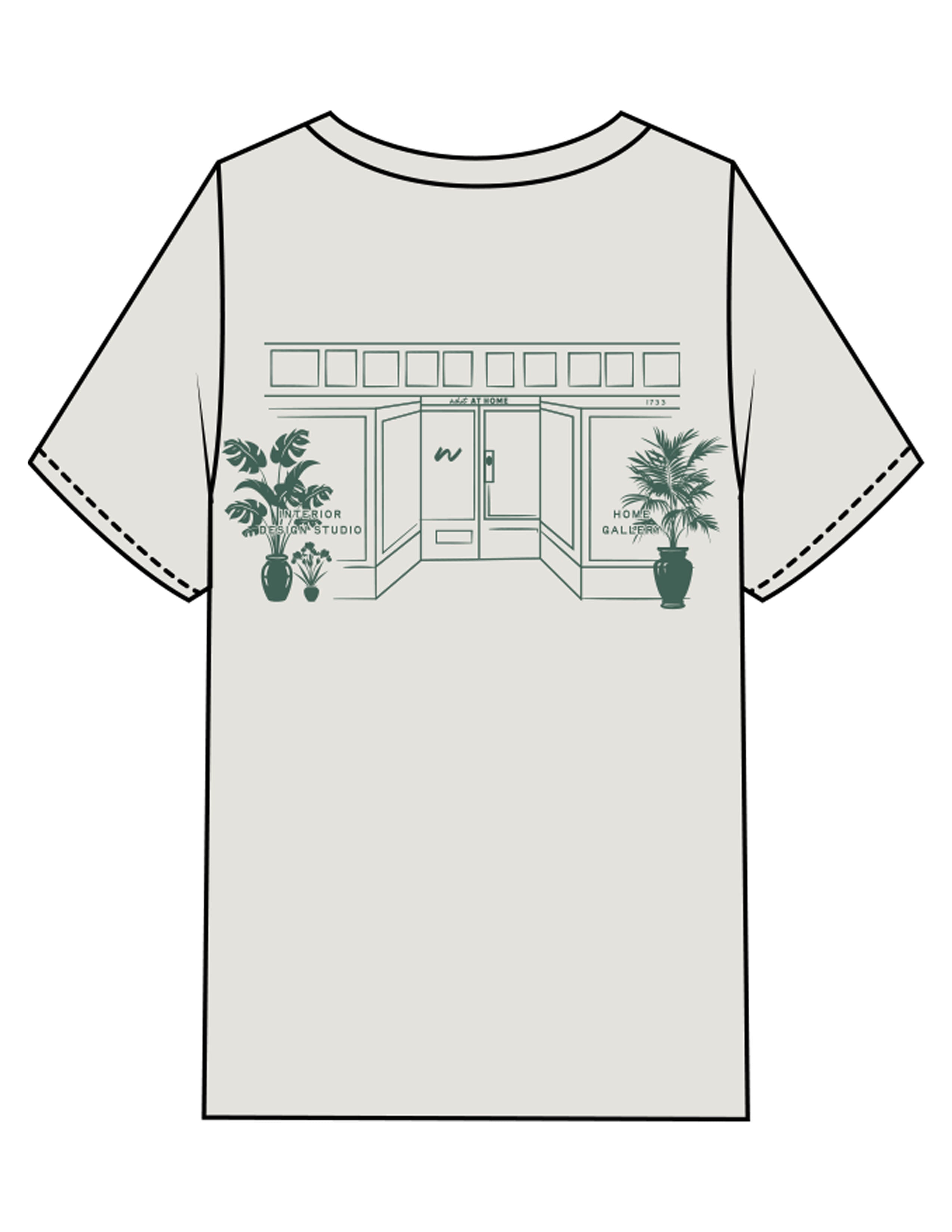 The Womens Heavyweight Tee - Washed Bone - Whit At Home - Left Chest & Back Image - Printed - Dark Green