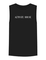 The Mens Tank - Black - Activate House - Center Chest - Printed - White
