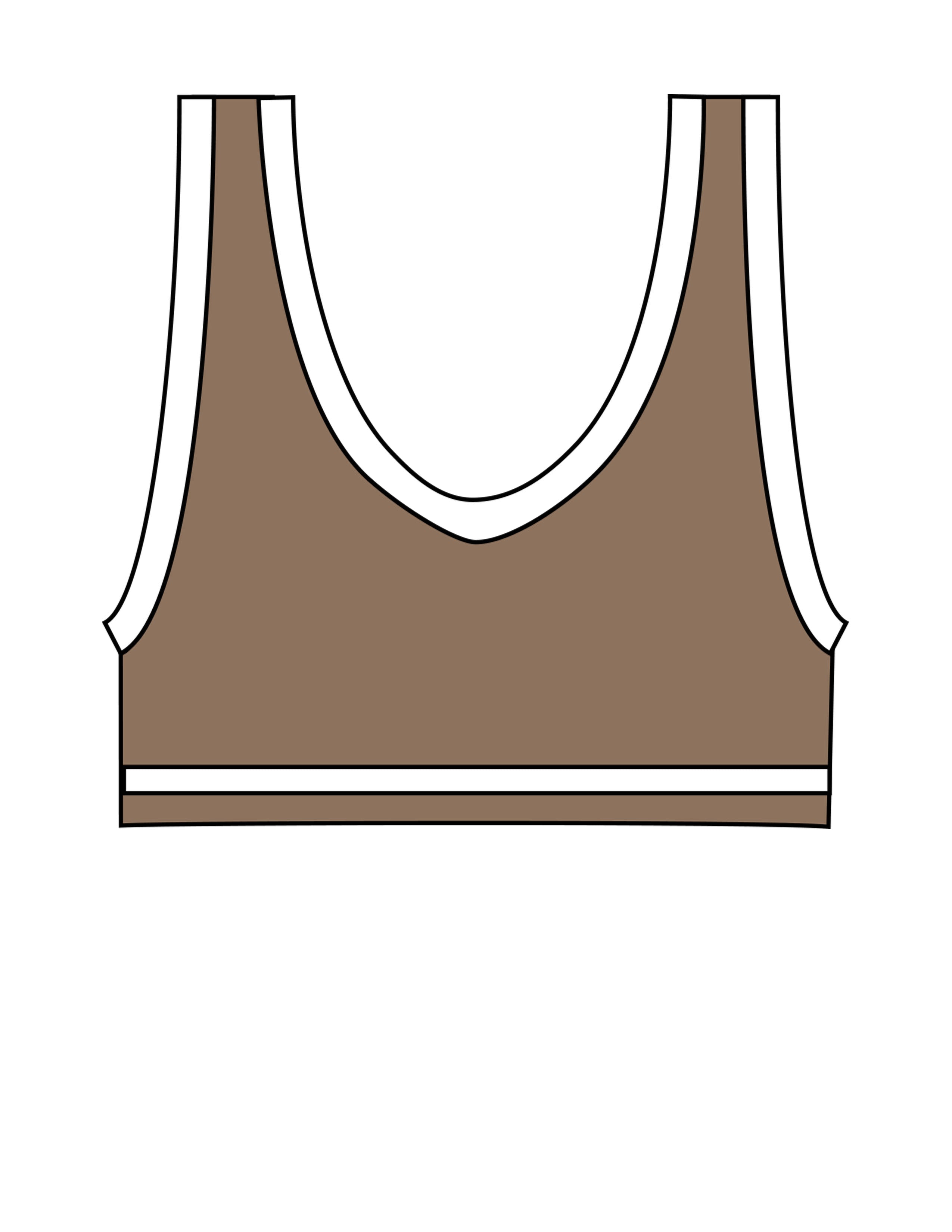 The Piped Bra - Brown - Velvaere - Left Chest - Printed - White