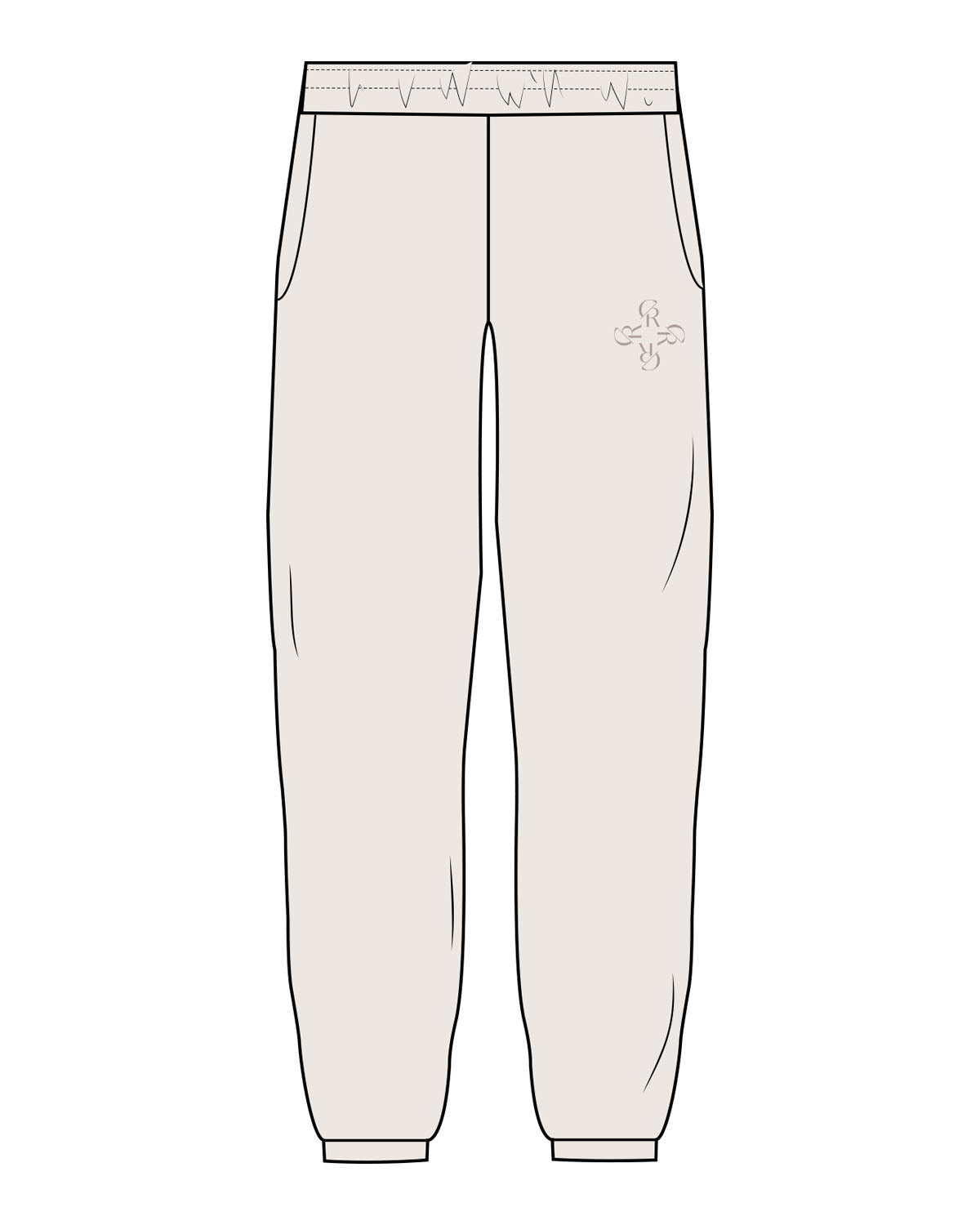 The Mens Sweatpants - Bone - Core Reform - Left Leg Icon - Printed - Tone on Tone