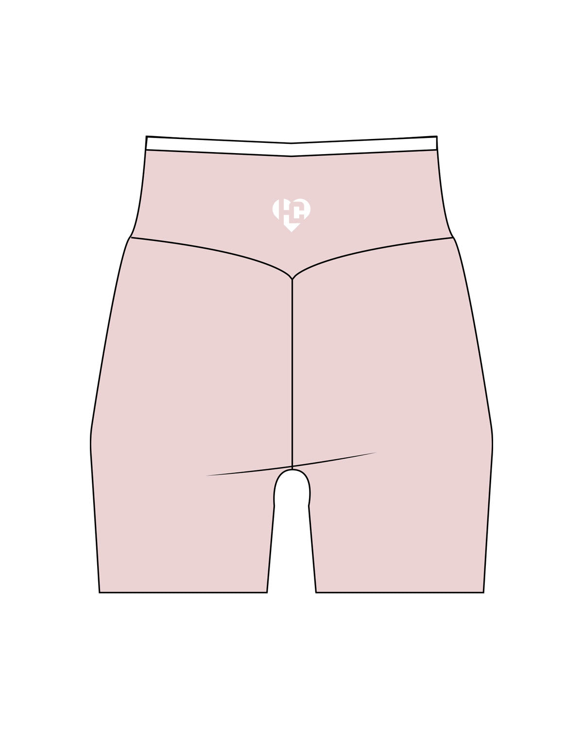 The Piped Crossover Short - Pink - HeartCore - Back Waistline - Printed - White