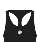 The Racer Bra - Black - Higher Ground - Center Back Cube Icon - Printed - White